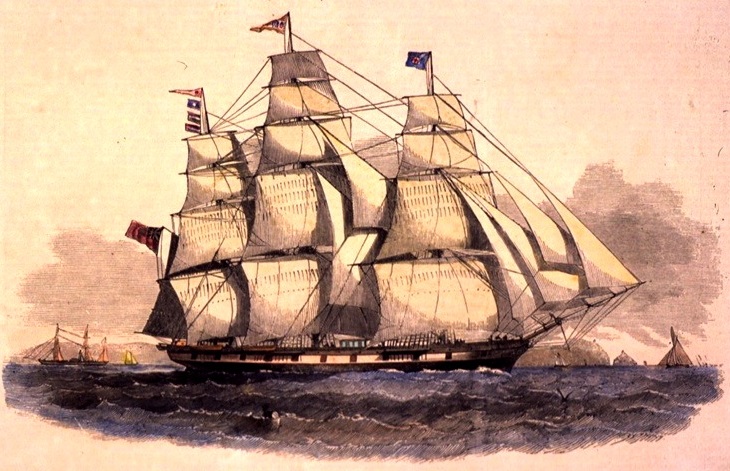 Mid-19th century packet ship