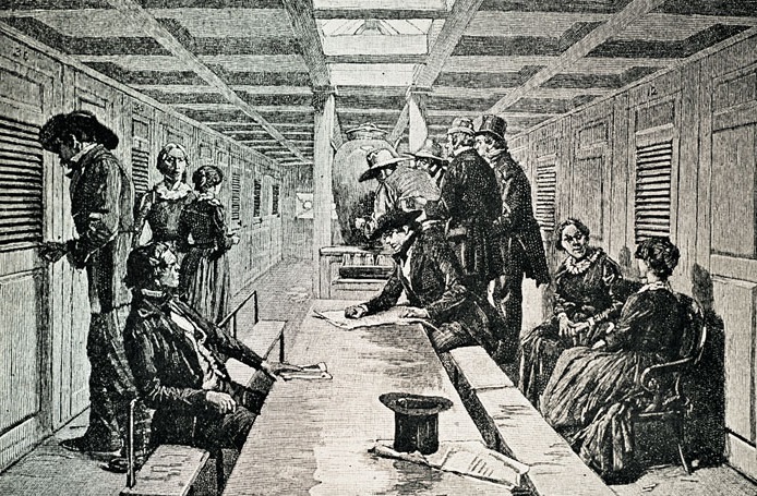 Saloon of a packet ship.